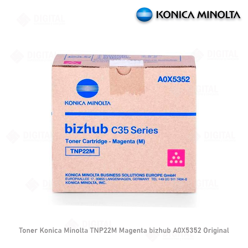 Toner Konica Minolta Bizhub C35 / C35P Magenta A0X5352 / TNP-22M Compatibile con: Bizhub C35 Bizhub C35P Capacità: 4.600 Pagine